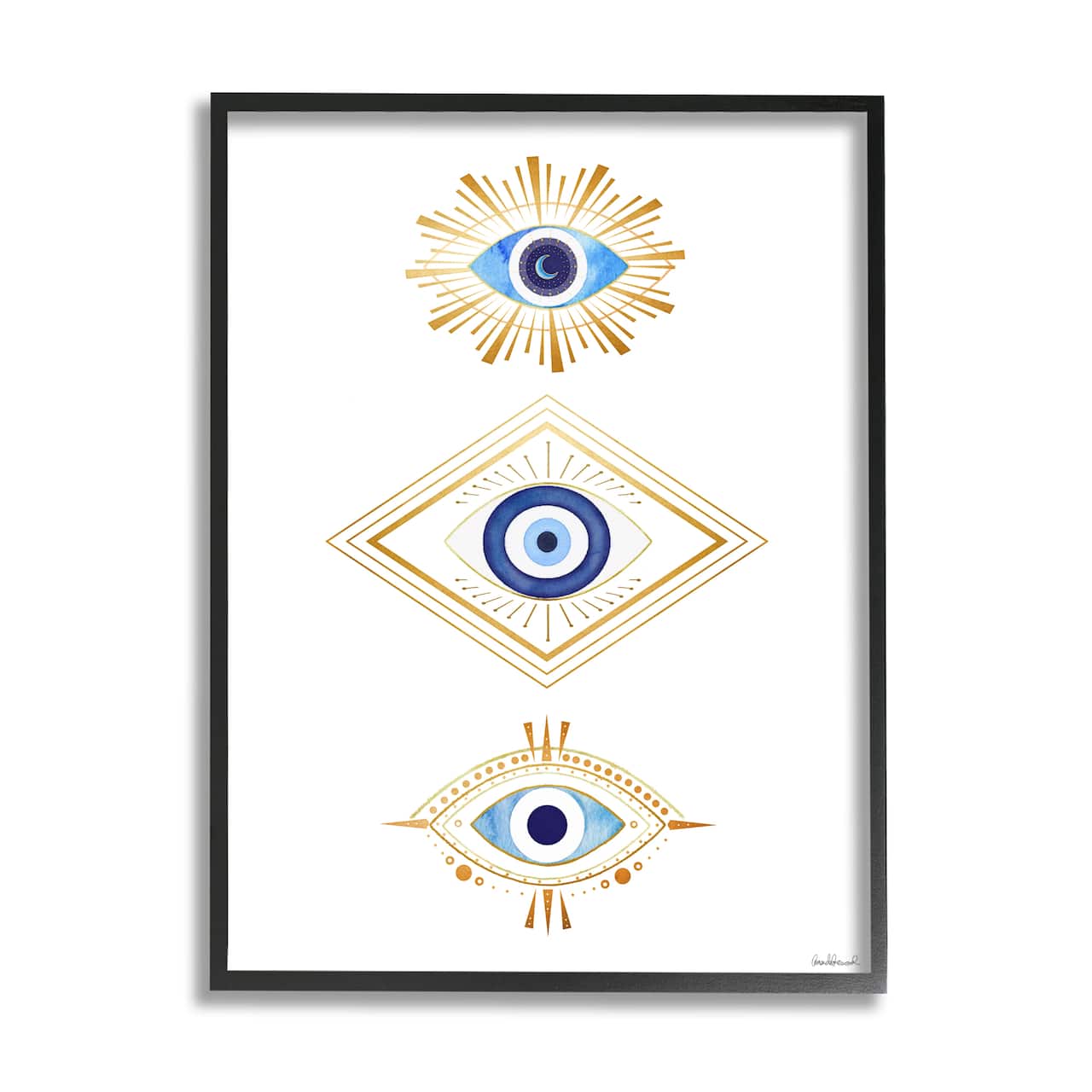 Stupell Industries Eye Of Providence Abstract Deco Arrangement Vivid Blue Framed Wall Art